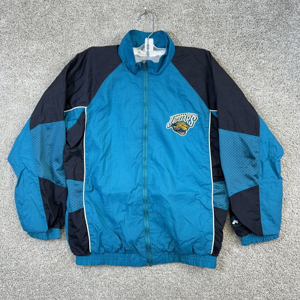 NFL Jacksonville Jaguars Jacket Kids L 16/18 Teal Vintage 90s Windbreaker Zip